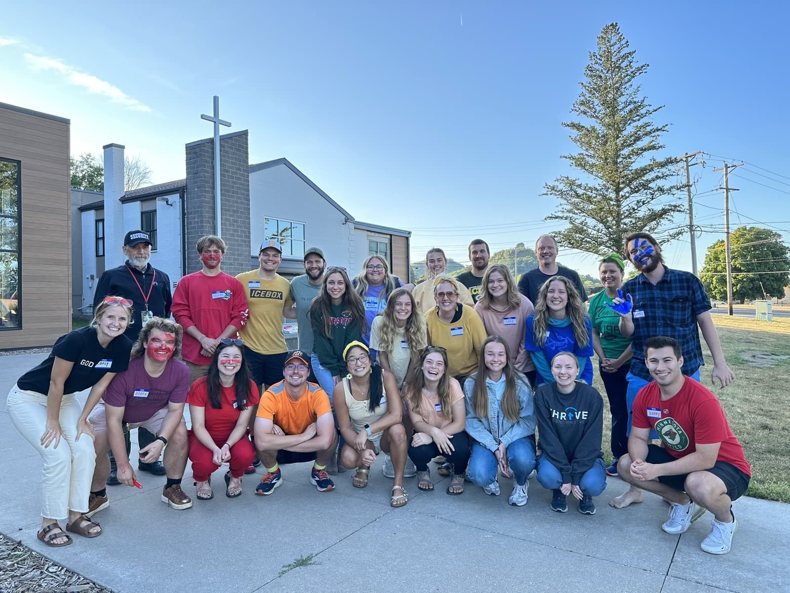Thrive students and leaders together outside the church.