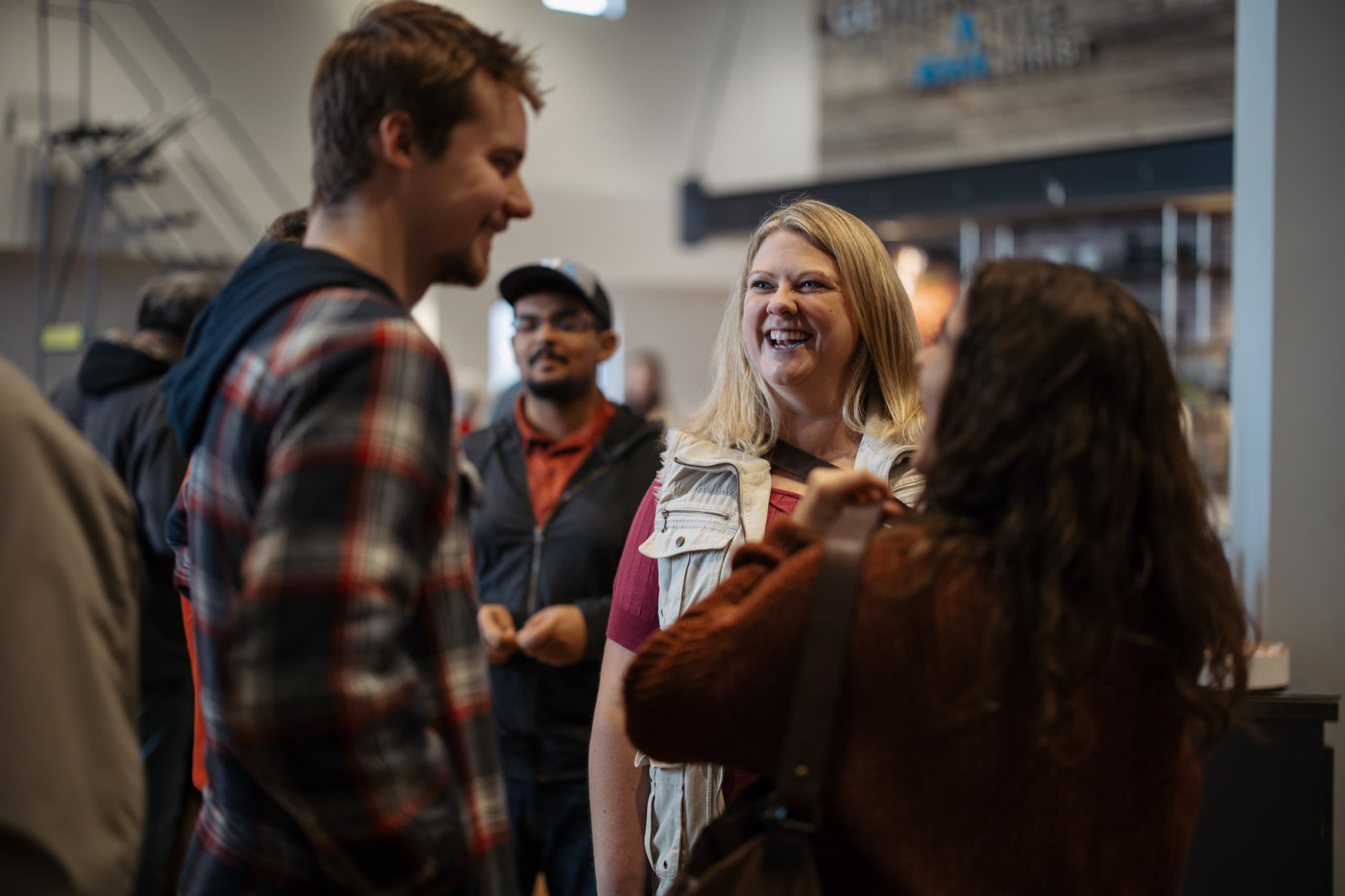 Warm welcome and genuine smiles in the lobby at Pleasant Valley Church.